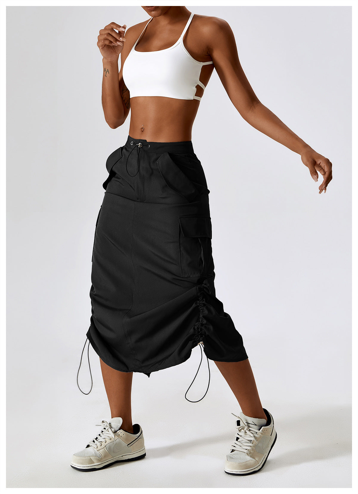 23.07 retro tooling skirt waist sports casual skirt mid-length all-match tooling pocket skirt 8336