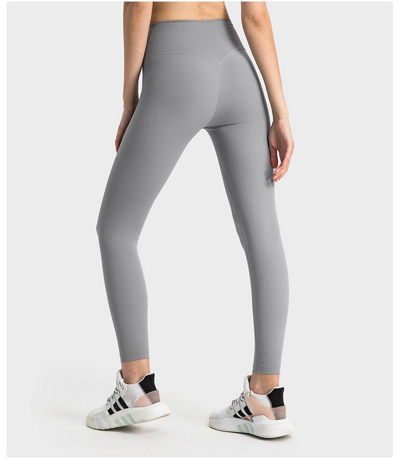 SPR pumped strip ribbed without embarrassing line high waist hip-lifting yoga pants for women wearing belly-holding fitness sports nine-point pants