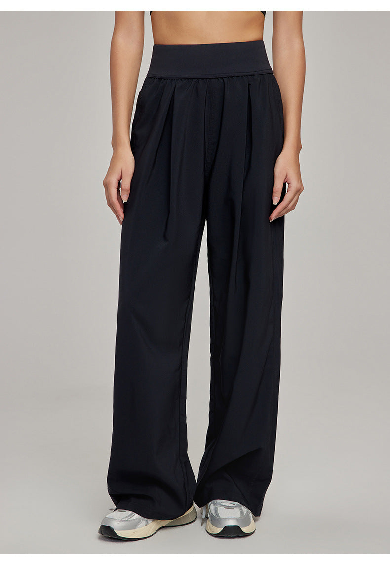 01/2025 New loose-fitting casual sports pants for women, high-waisted, slimming, yoga pants, breathable, drapey, straight leg, wide-leg, pockets, sweatpants.