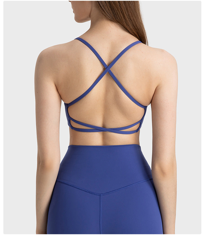 thin strap cross hollow beautiful back sports bra bra low intensity yoga Pilates sports underwear