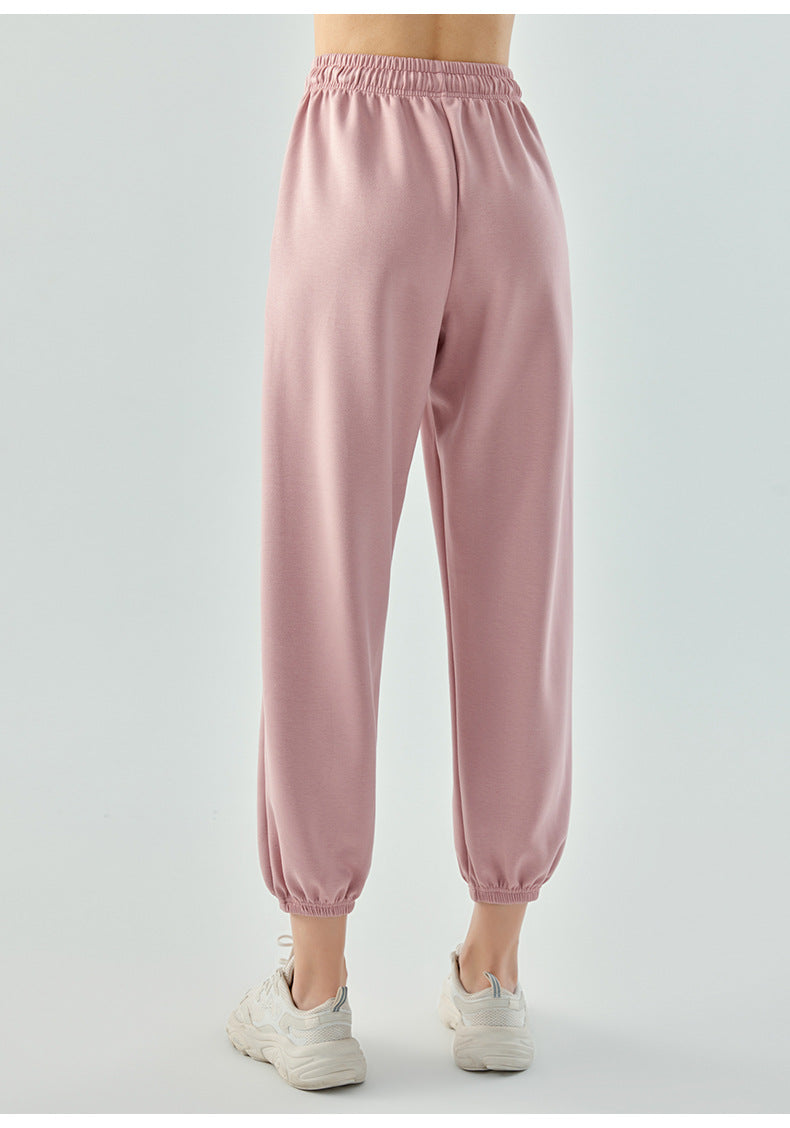 2023.08  sports pants women's soft waxy air layer beam running pants exercise loose casual wide-leg solid color fitness trousers