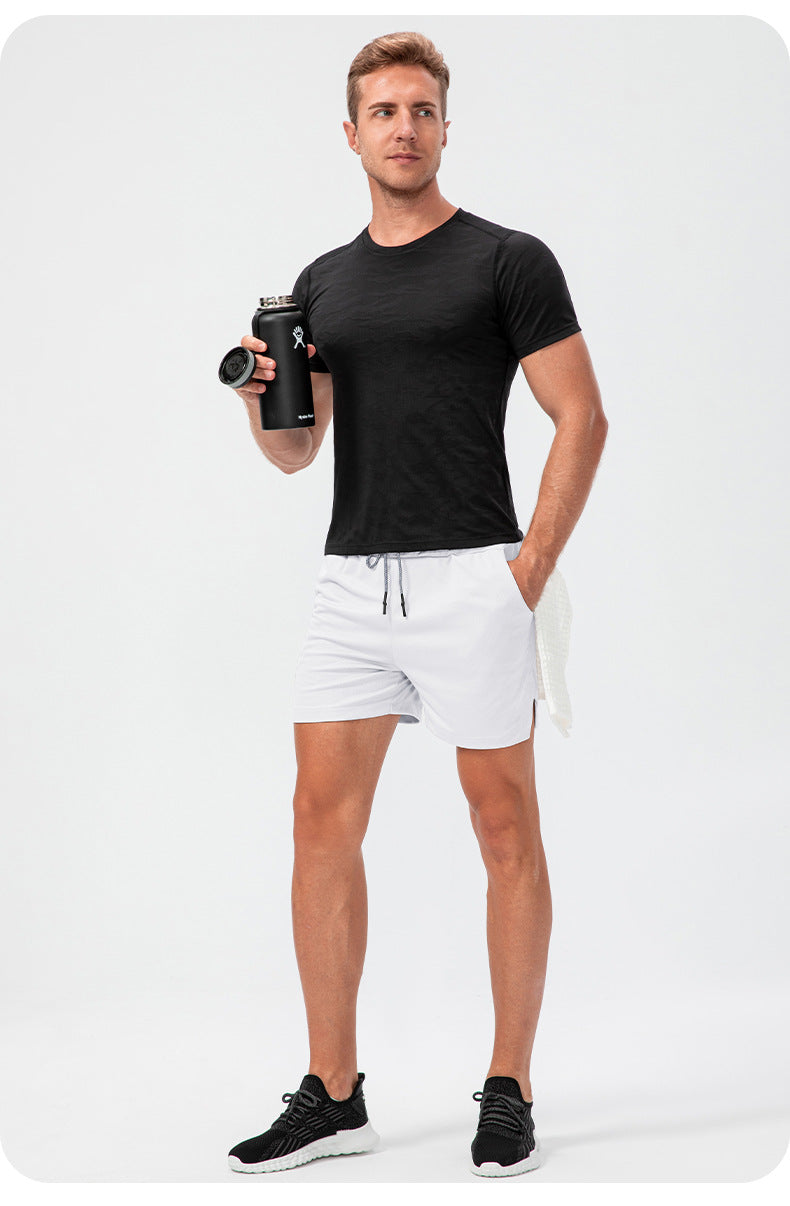 FOUREGG 23.07 Men's camouflage training shorts quick-drying breathable belt towel buckle loose casual running sports fitness pants D13004