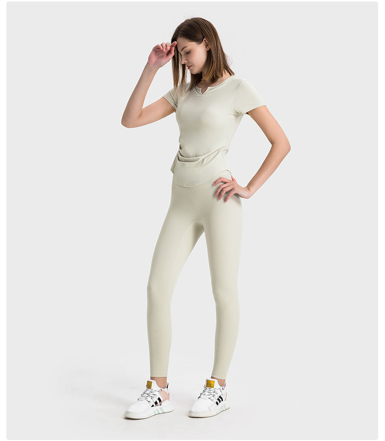 SPR pumped strip ribbed without embarrassing line high waist hip-lifting yoga pants for women wearing belly-holding fitness sports nine-point pants