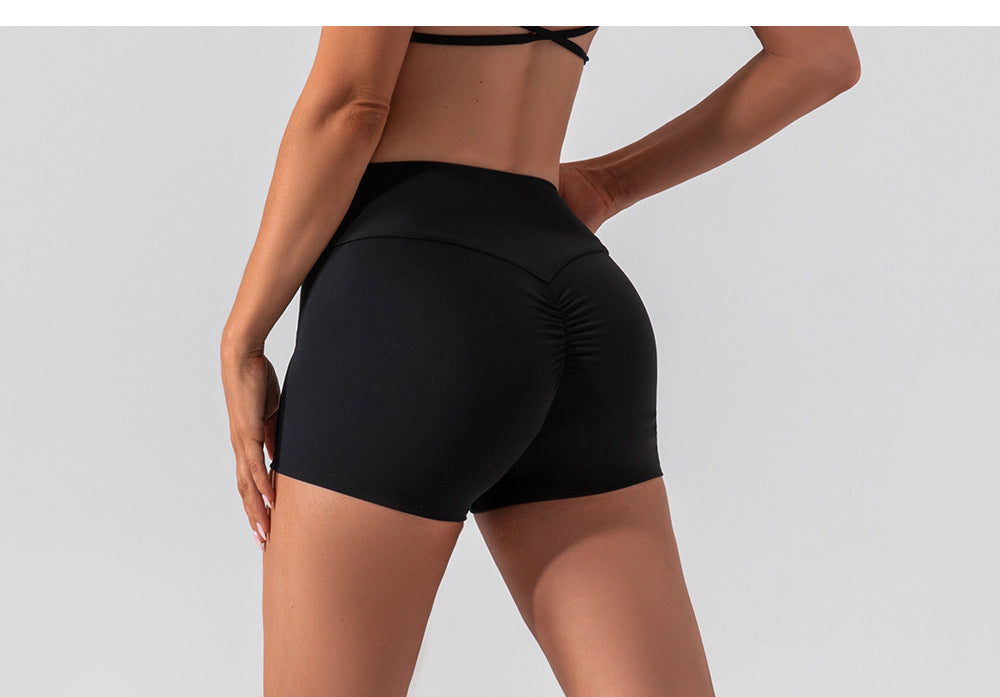 Women Shorts high-waist fitness shorts without embarrassing lines double-sided brushed yoga pants women's hip-lifting tight sports shorts