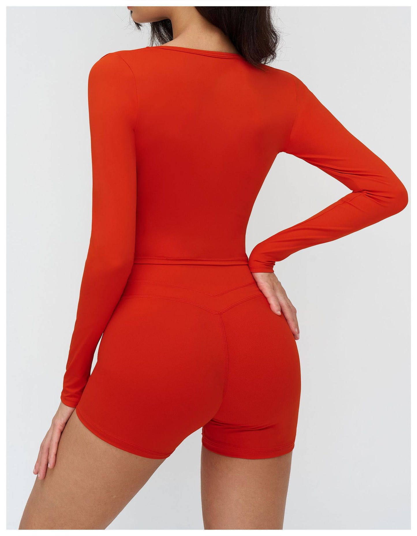 12/2025 Brushed yoga long-sleeved V-neck T-shirt, tight casual yoga wear, outdoor running and fitness sport top 3109 -