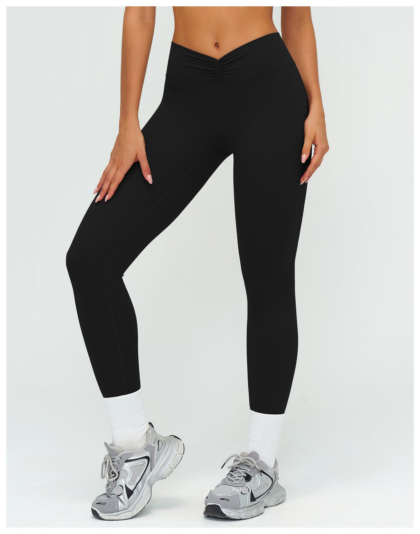 12/2025 Pantalones largos de yoga, cepillados, de cintura alta, fruncidos, ajustados, para deportes al aire libre, correr, fitness, 9313