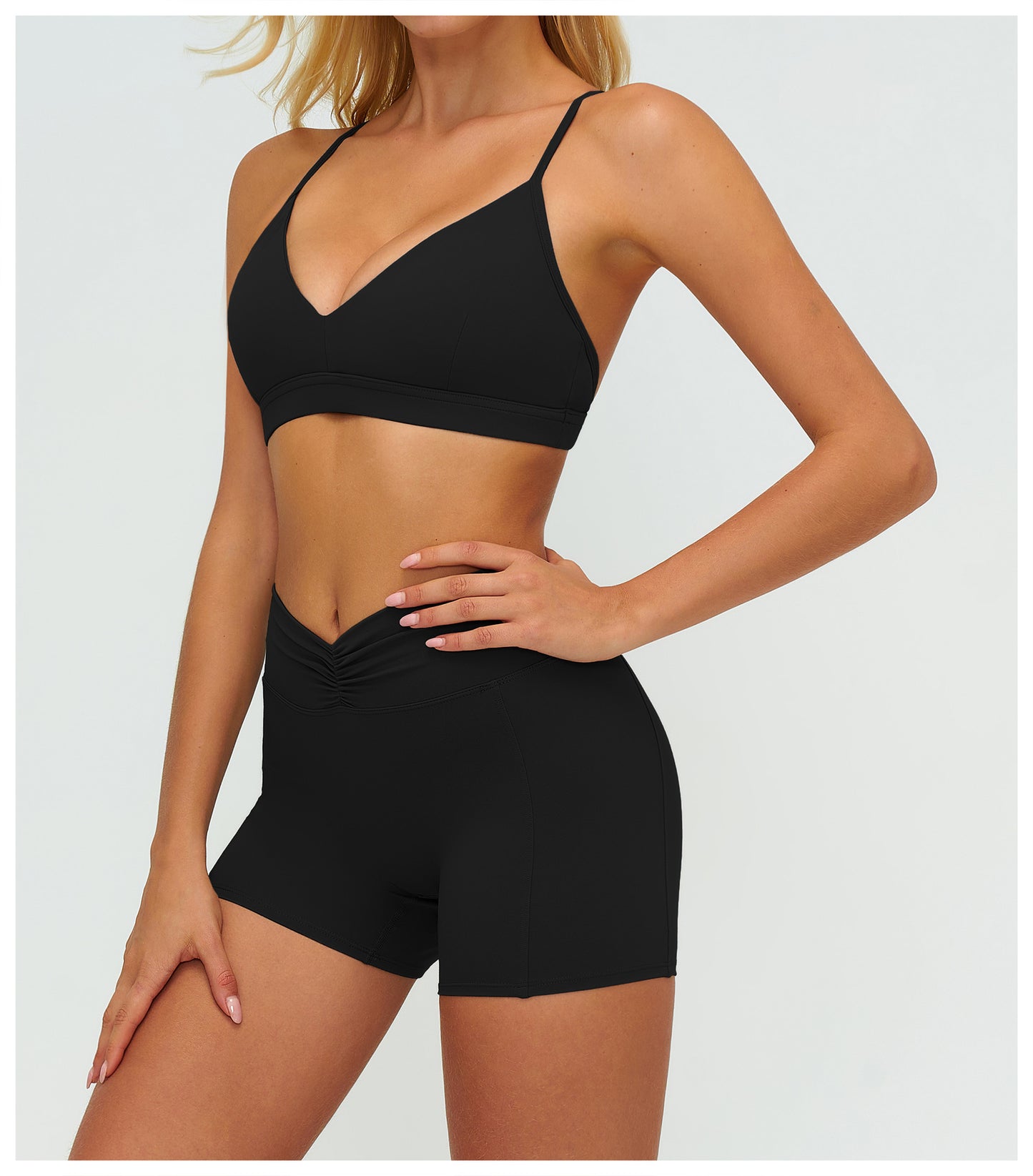 12/2025 Sujetador de yoga con cuello en V cepillado y espalda en forma de Y, sujetador deportivo ajustable, sujetador deportivo para fitness y correr 9313 -