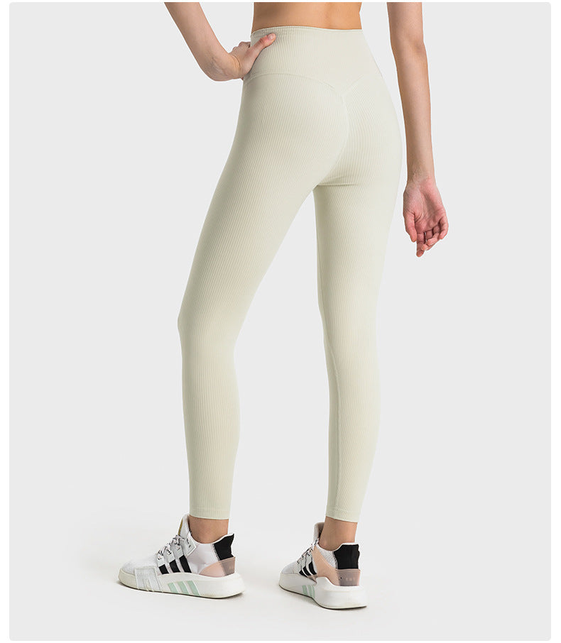 SPR pumped strip ribbed without embarrassing line high waist hip-lifting yoga pants for women wearing belly-holding fitness sports nine-point pants