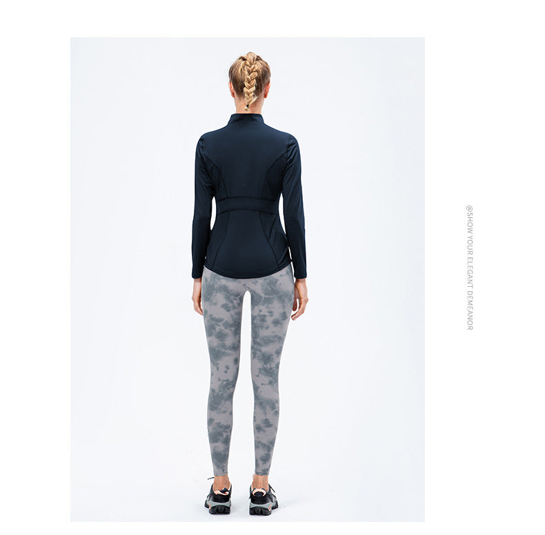 09/2025 Veste de sport à fermeture éclair et manches longues pour femme Automne/Hiver, Tenue de yoga de fitness ajustée, Haut de course élastique à séchage rapide 12613