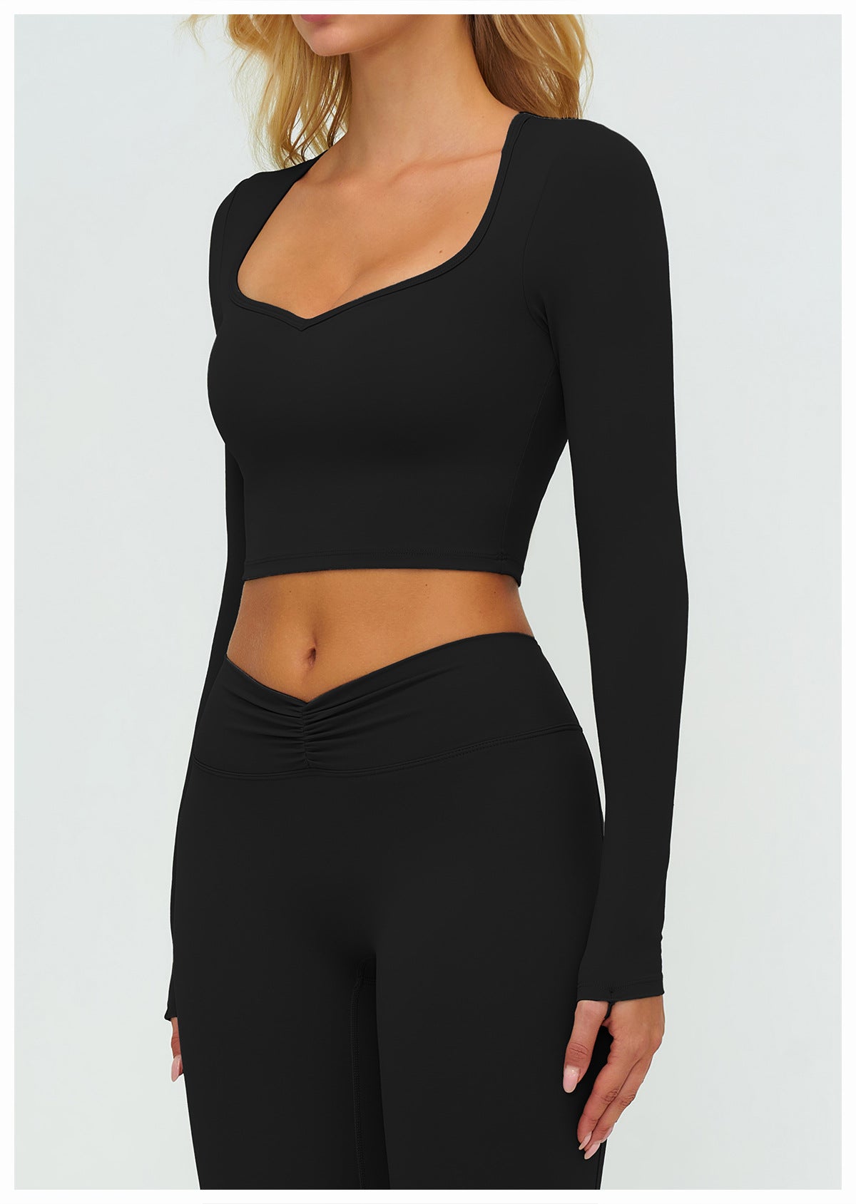 12/2025 Autumn/Winter Cross-Border Brushed Long-Sleeved Yoga Wear, Outdoor Running Fitness Wear, Casual Sports Top 9313