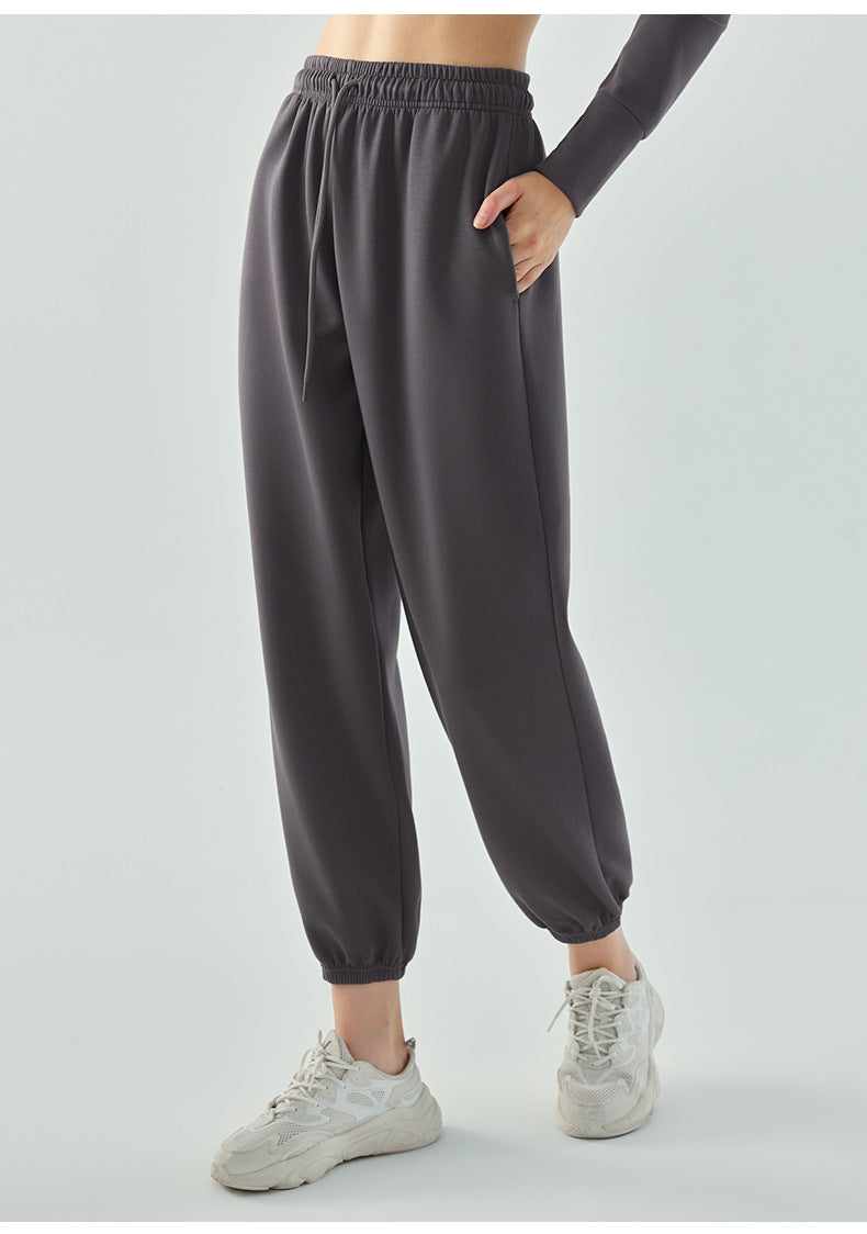 2023.08  sports pants women's soft waxy air layer beam running pants exercise loose casual wide-leg solid color fitness trousers