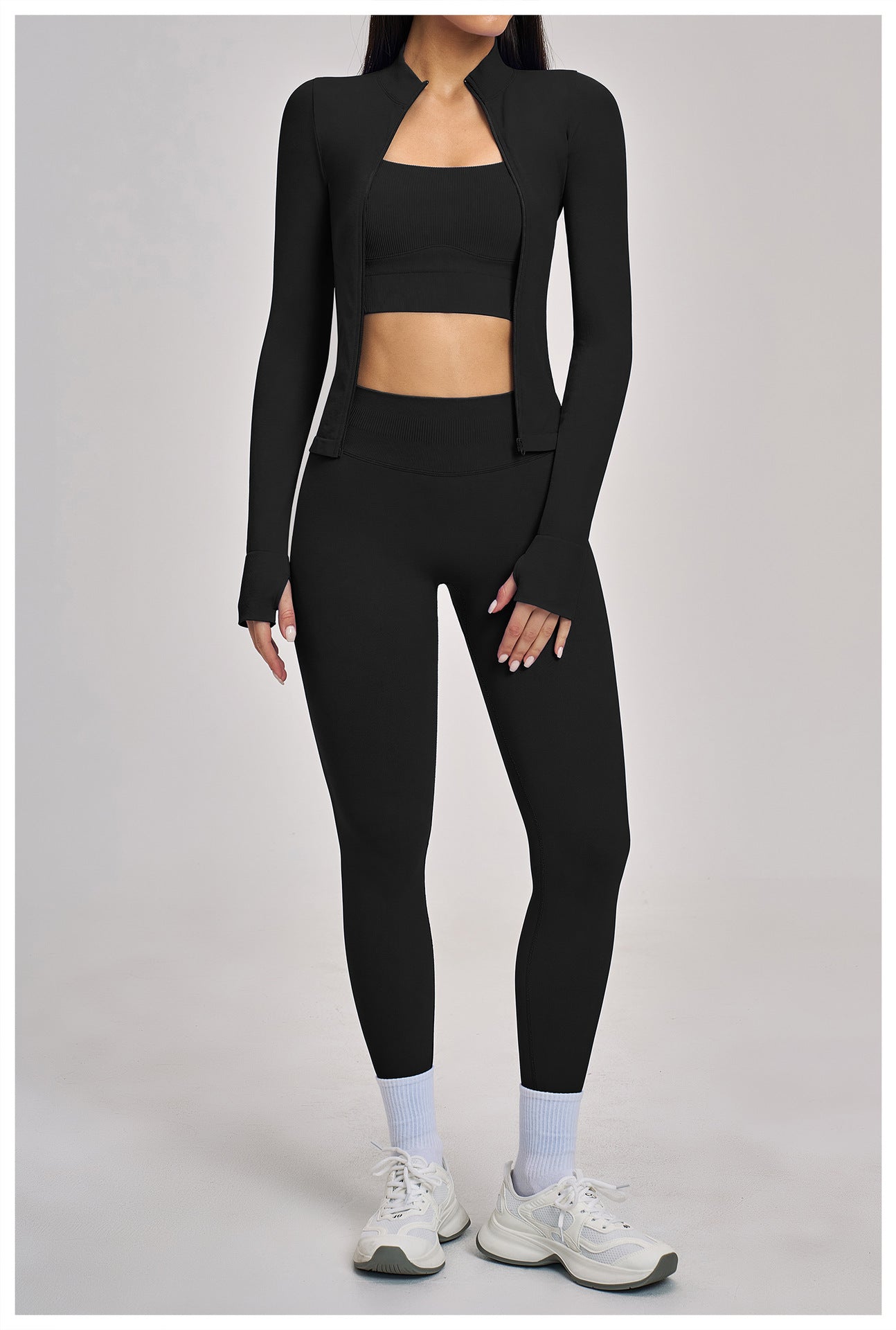 03/2026  Wholesale FOUREGG #5518 Seamless Yoga Set, Racerback Fitted Fitness Suit, High Elastic Running Sports Set for Women, 5518