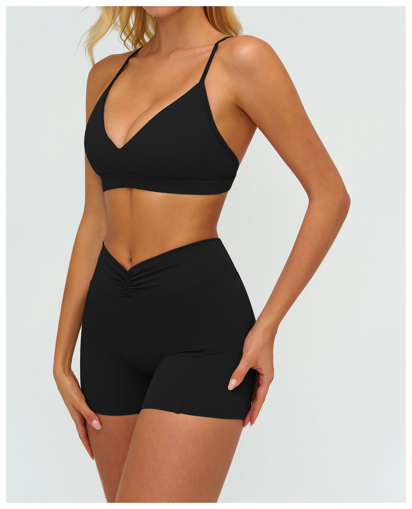 12/2025 Sujetador de yoga con cuello en V cepillado y espalda en forma de Y, sujetador deportivo ajustable, sujetador deportivo para fitness y correr 9313 -