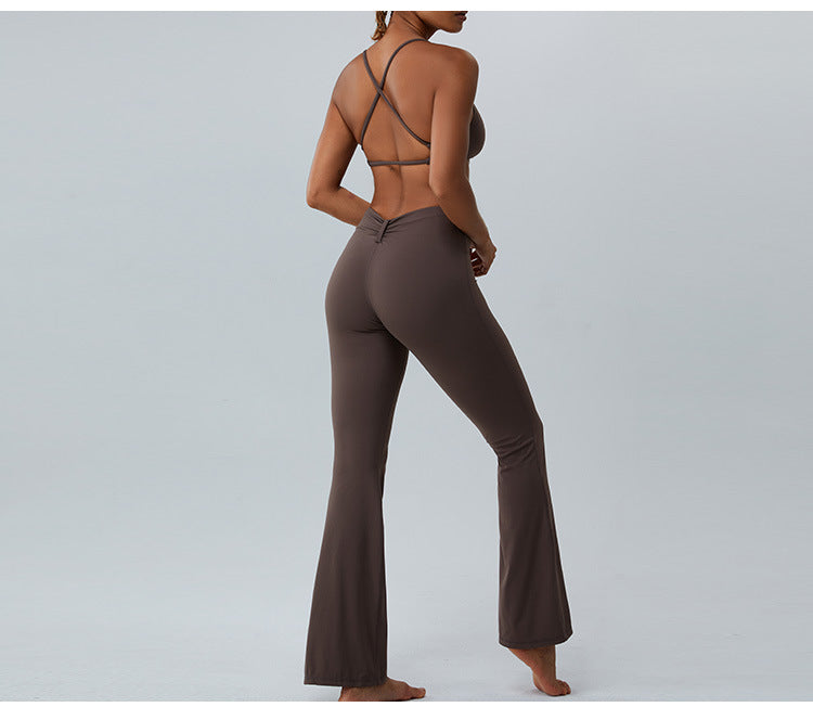 2023.08 Autumn new naked sense of lean speaker yoga pants women micro stretch wide leg pants high waist lift hip outdoor sports fitness pants