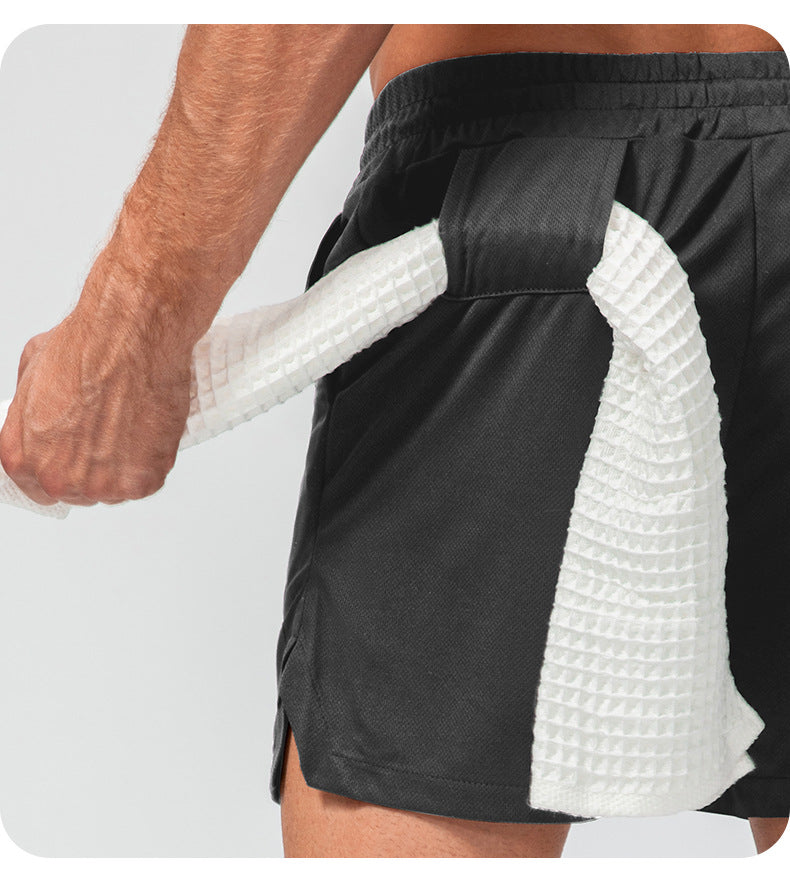 FOUREGG 23.07 Men's camouflage training shorts quick-drying breathable belt towel buckle loose casual running sports fitness pants D13004