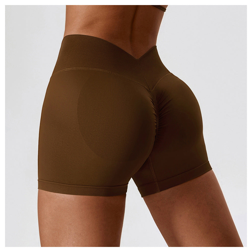23.07 seamless high-waisted yoga shorts belly-holding hip-lifting fitness pants outerwear running sports shorts 7137