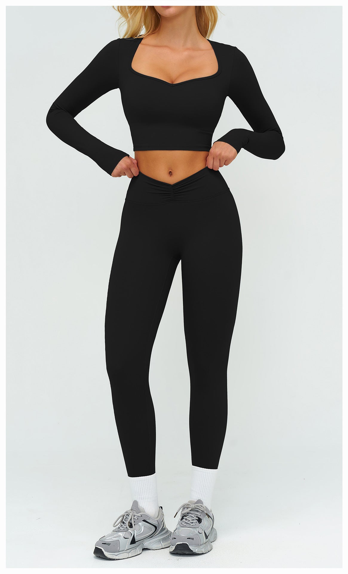 12/2025 Autumn/Winter Cross-Border Brushed Long-Sleeved Yoga Wear, Outdoor Running Fitness Wear, Casual Sports Top 9313