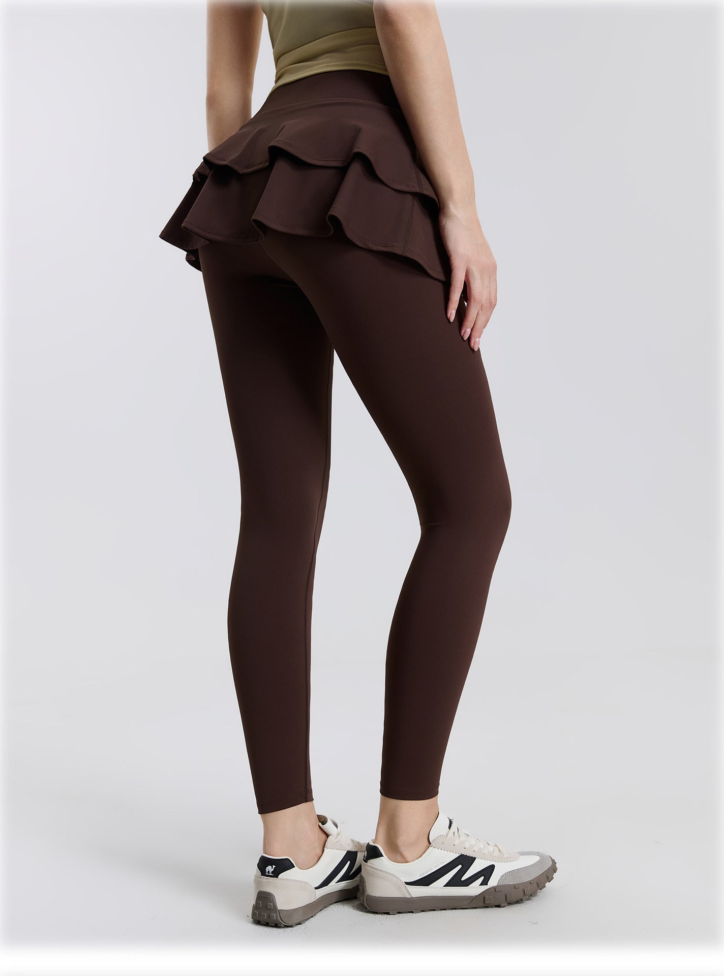 01/2026 High-waisted, two-piece design, nude-feel yoga pants/skirt, suitable for wearing as outerwear, running, sports, breathable, fitness, tights, dance skirt