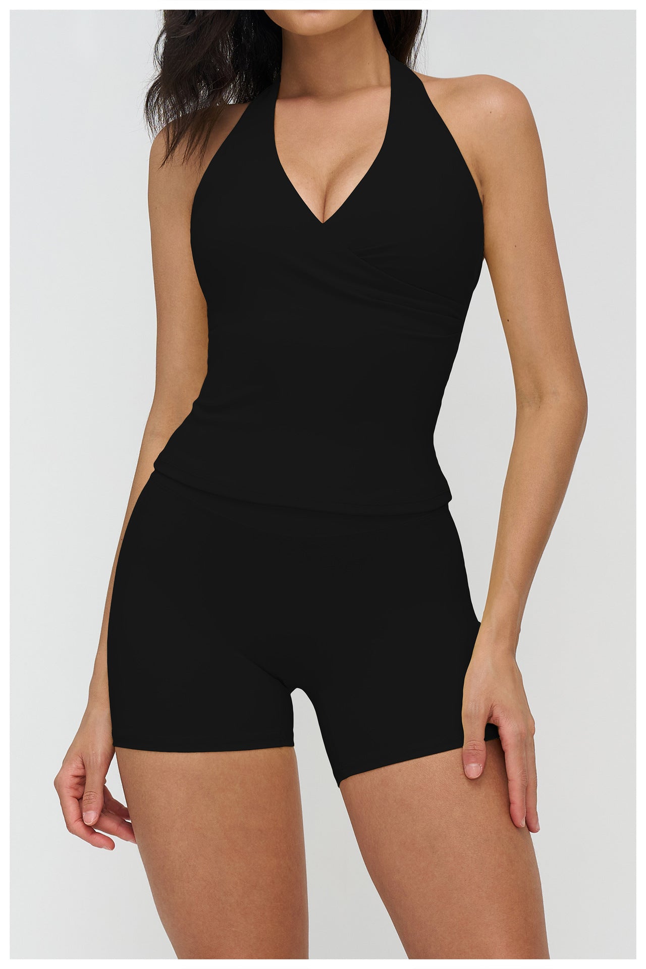 12/2025 V-neck halter yoga vest, tight brushed back beauty sports vest, outdoor running fitness underwear 3109