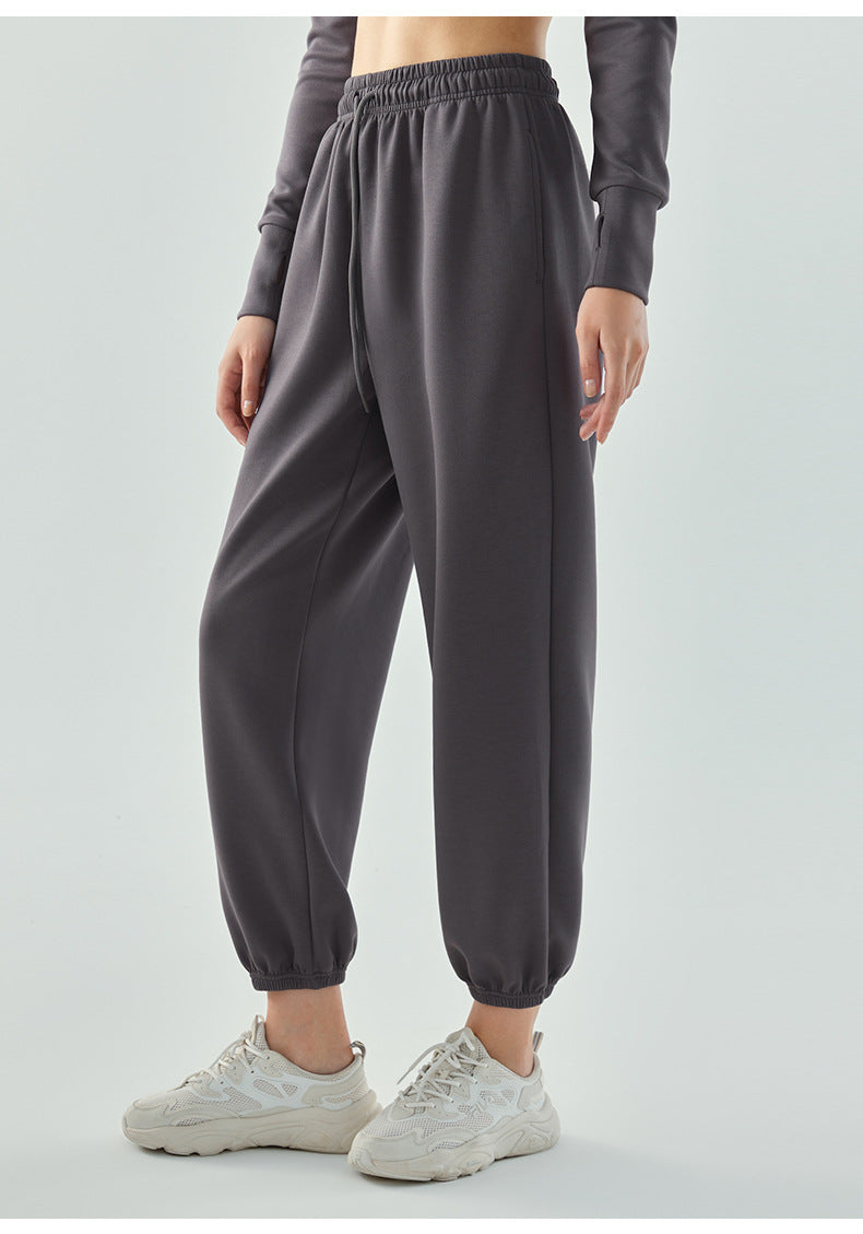 2023.08  sports pants women's soft waxy air layer beam running pants exercise loose casual wide-leg solid color fitness trousers