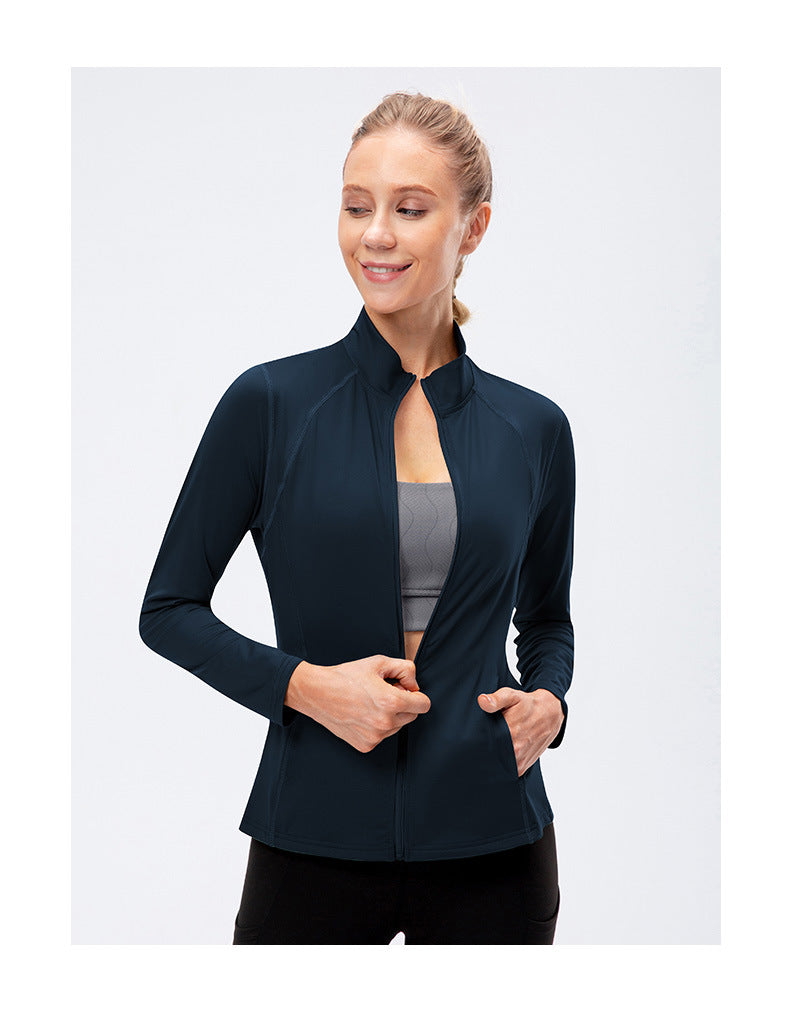 09/2025 Veste de sport à fermeture éclair et manches longues pour femme Automne/Hiver, Tenue de yoga de fitness ajustée, Haut de course élastique à séchage rapide 12613