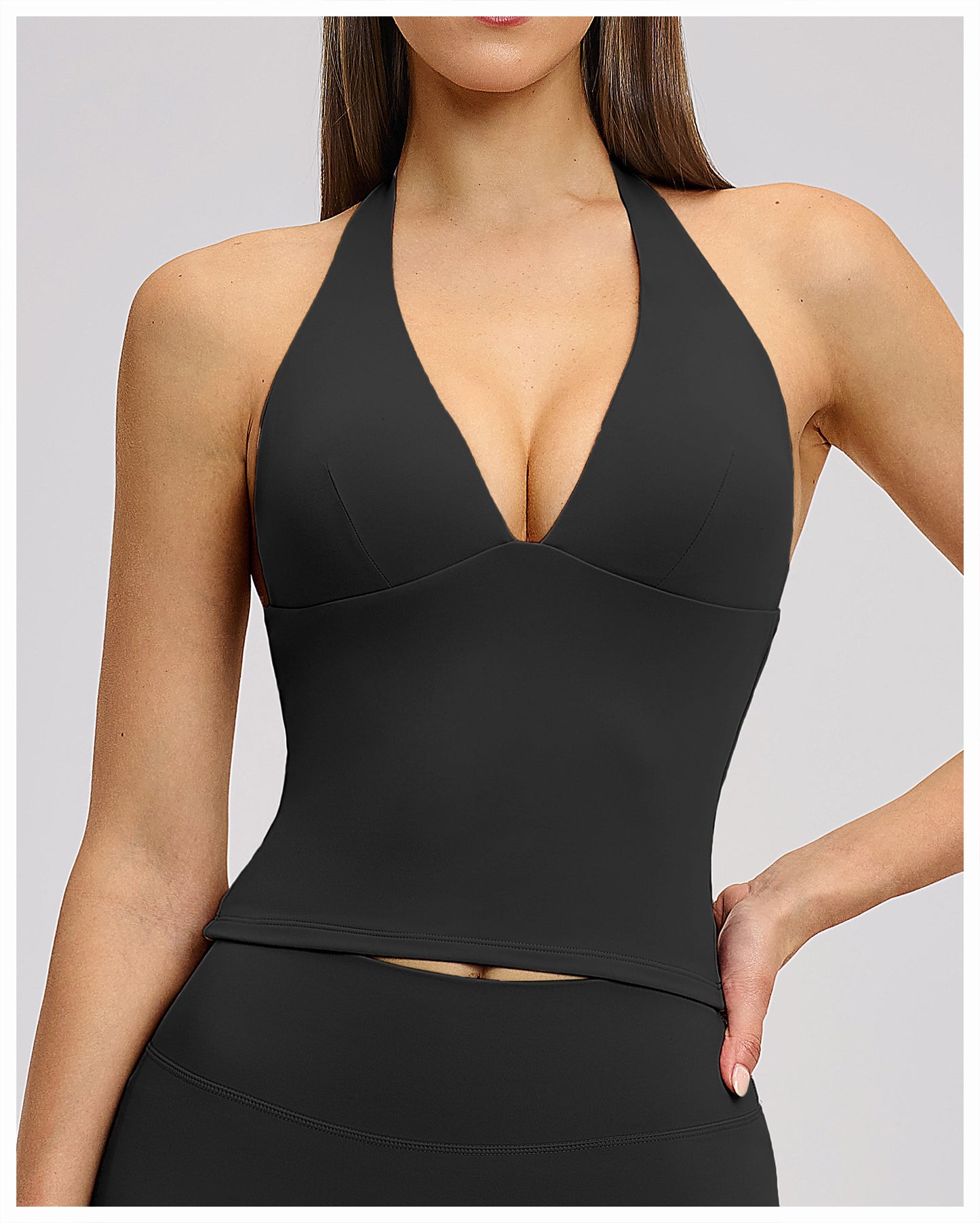 03/2026 V-neck European and American style yoga vest with padded chest, high elasticity, hollow design, outdoor beautiful back, fitness sports vest for women, 4201