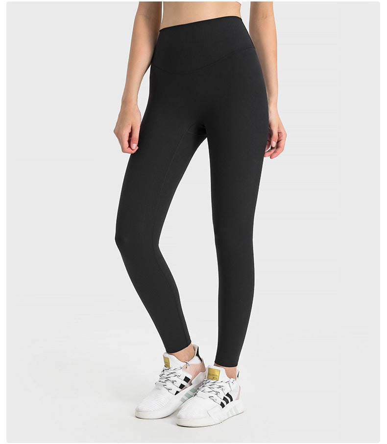 SPR pumped strip ribbed without embarrassing line high waist hip-lifting yoga pants for women wearing belly-holding fitness sports nine-point pants