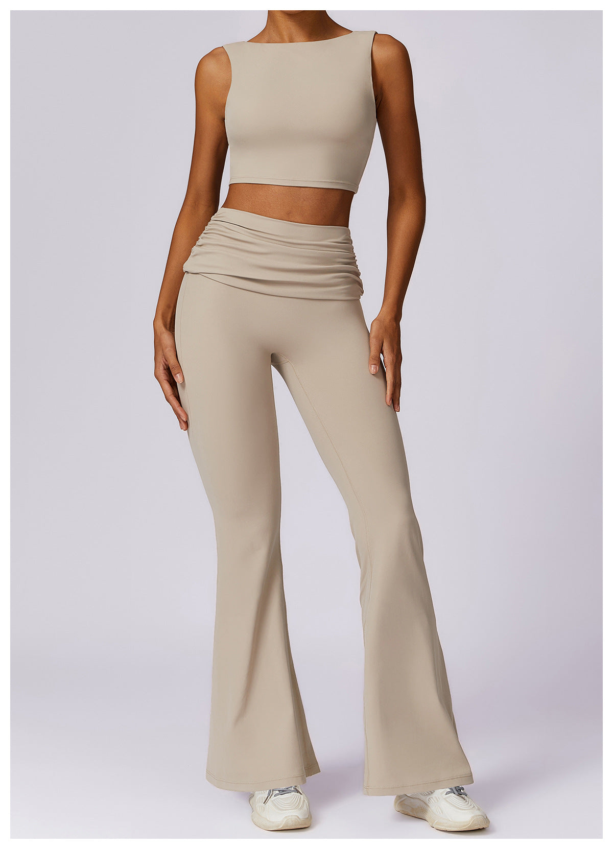 03/2024 Spring nude tight-fitting back yoga suit running sports suit for women breathable quick-drying fitness clothes 8516