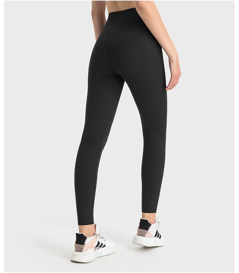 SPR pumped strip ribbed without embarrassing line high waist hip-lifting yoga pants for women wearing belly-holding fitness sports nine-point pants