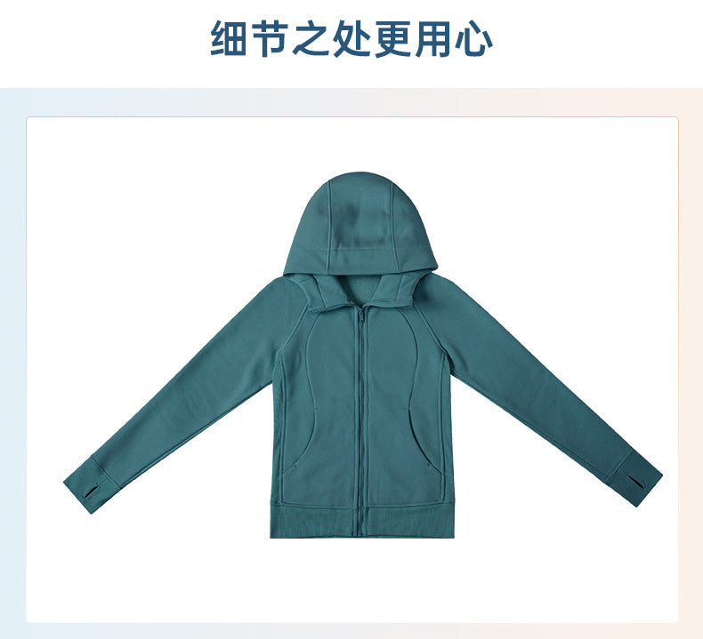 2023.09 SCA's new thick warm hooded sport jacket for women's outdoor casual yoga workout jacket