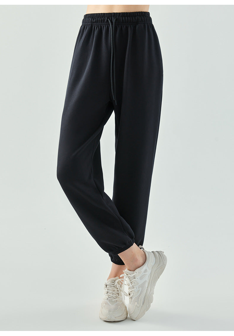 2023.08  sports pants women's soft waxy air layer beam running pants exercise loose casual wide-leg solid color fitness trousers