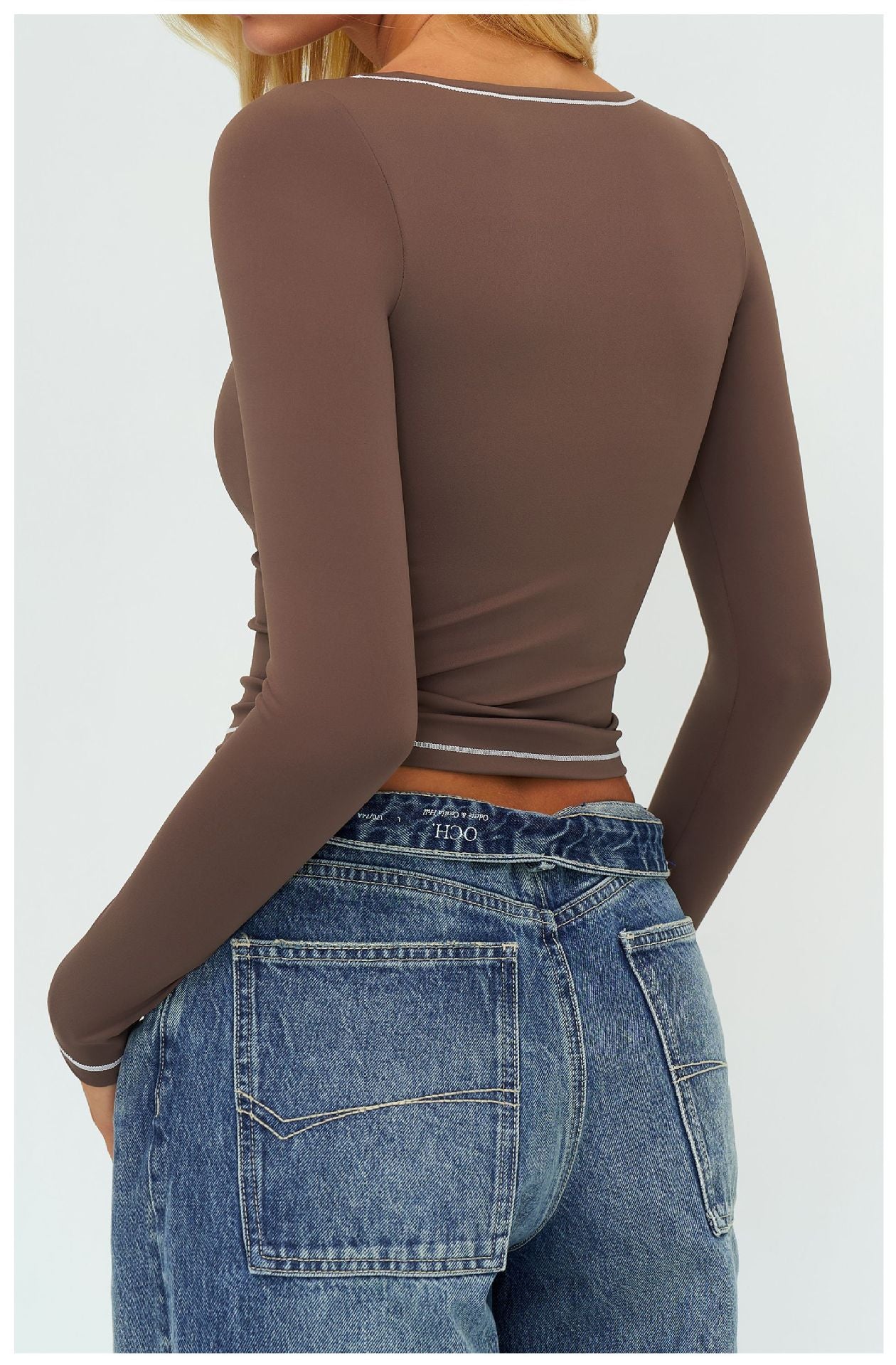 11/2025 Autumn/Winter Yoga Long-Sleeved Color-Blocked Brushed Fleece Slim Fit Fashion T-Shirt Outdoor Running Sports Long-Sleeved Top 7028