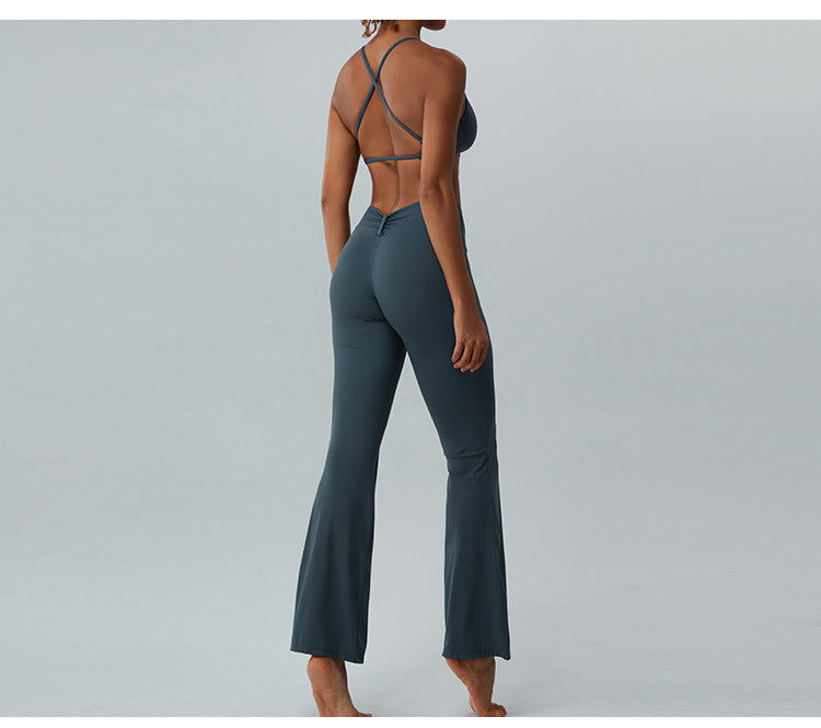 2023.08 Autumn new naked sense of lean speaker yoga pants women micro stretch wide leg pants high waist lift hip outdoor sports fitness pants