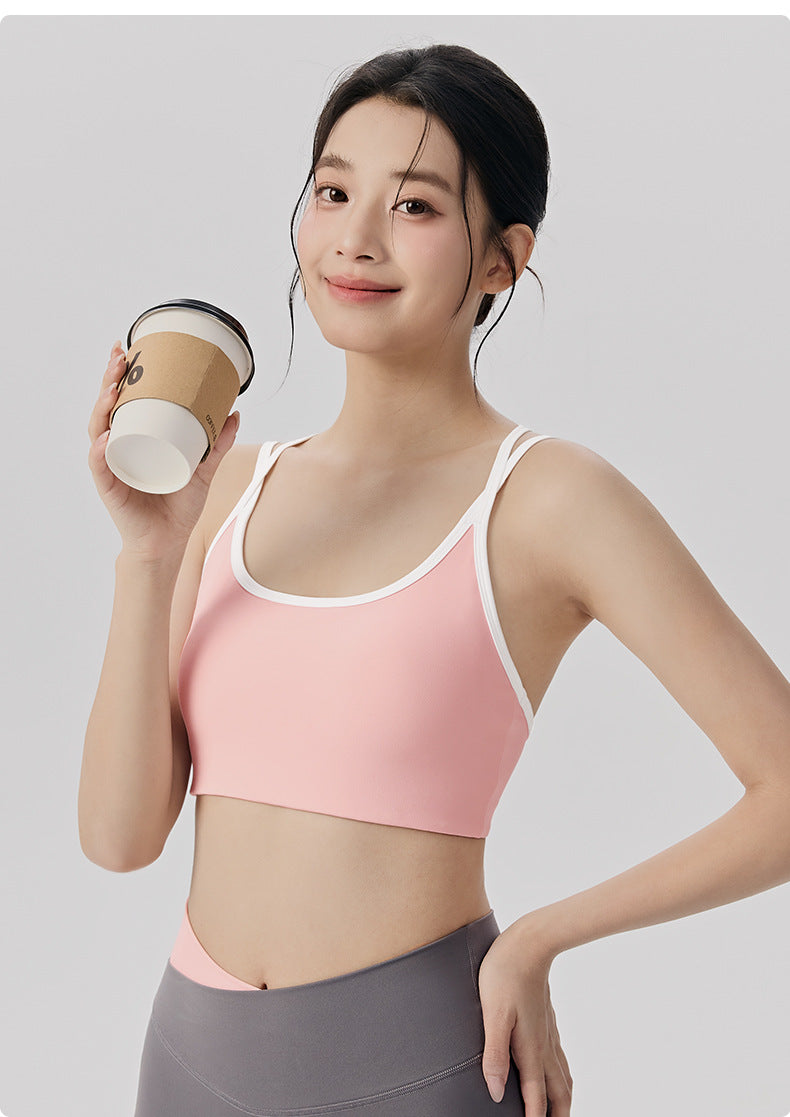 01/2026 Women's color-blocked, cool, breathable, two-piece sportswear set, antibacterial, comfortable, and breathable, perfect for Pilates and yoga.