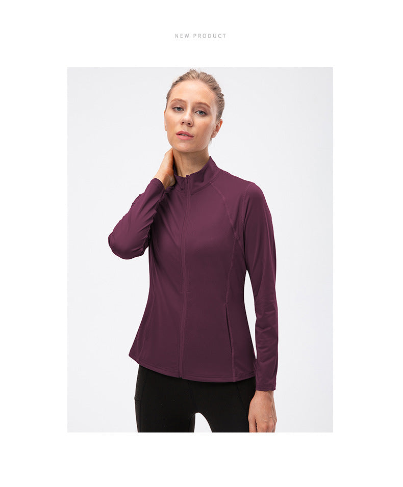 09/2025 Veste de sport à fermeture éclair et manches longues pour femme Automne/Hiver, Tenue de yoga de fitness ajustée, Haut de course élastique à séchage rapide 12613