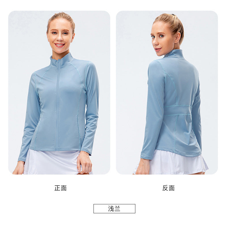 09/2025 Veste de sport à fermeture éclair et manches longues pour femme Automne/Hiver, Tenue de yoga de fitness ajustée, Haut de course élastique à séchage rapide 12613