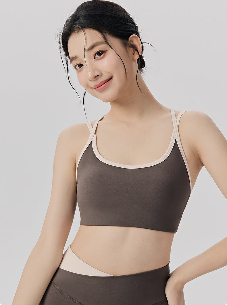 01/2026 Women's color-blocked, cool, breathable, two-piece sportswear set, antibacterial, comfortable, and breathable, perfect for Pilates and yoga.
