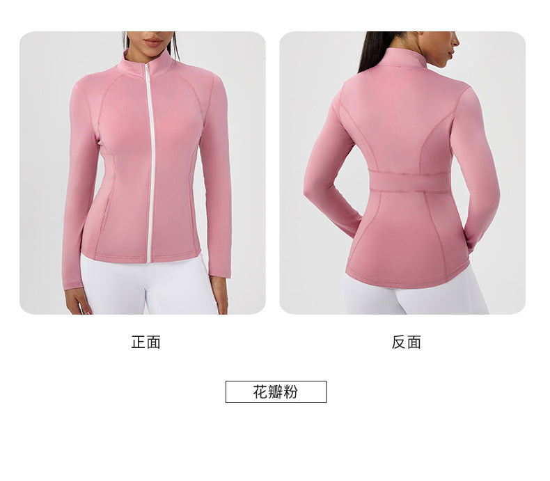 09/2025 Veste de sport à fermeture éclair et manches longues pour femme Automne/Hiver, Tenue de yoga de fitness ajustée, Haut de course élastique à séchage rapide 12613