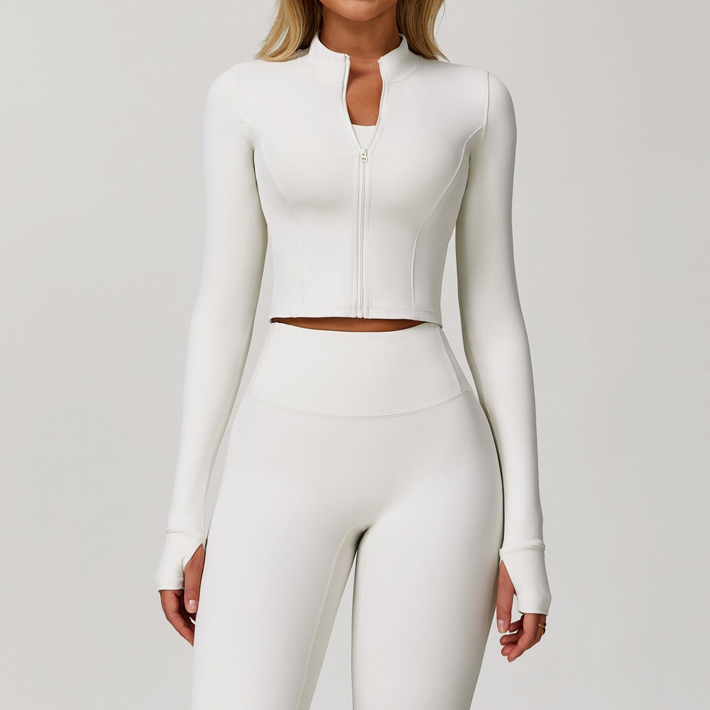 06/2024 Zipper outdoor running sports yoga jacket slim fitness long sleeve jacket girls quick-drying yoga clothes 8047