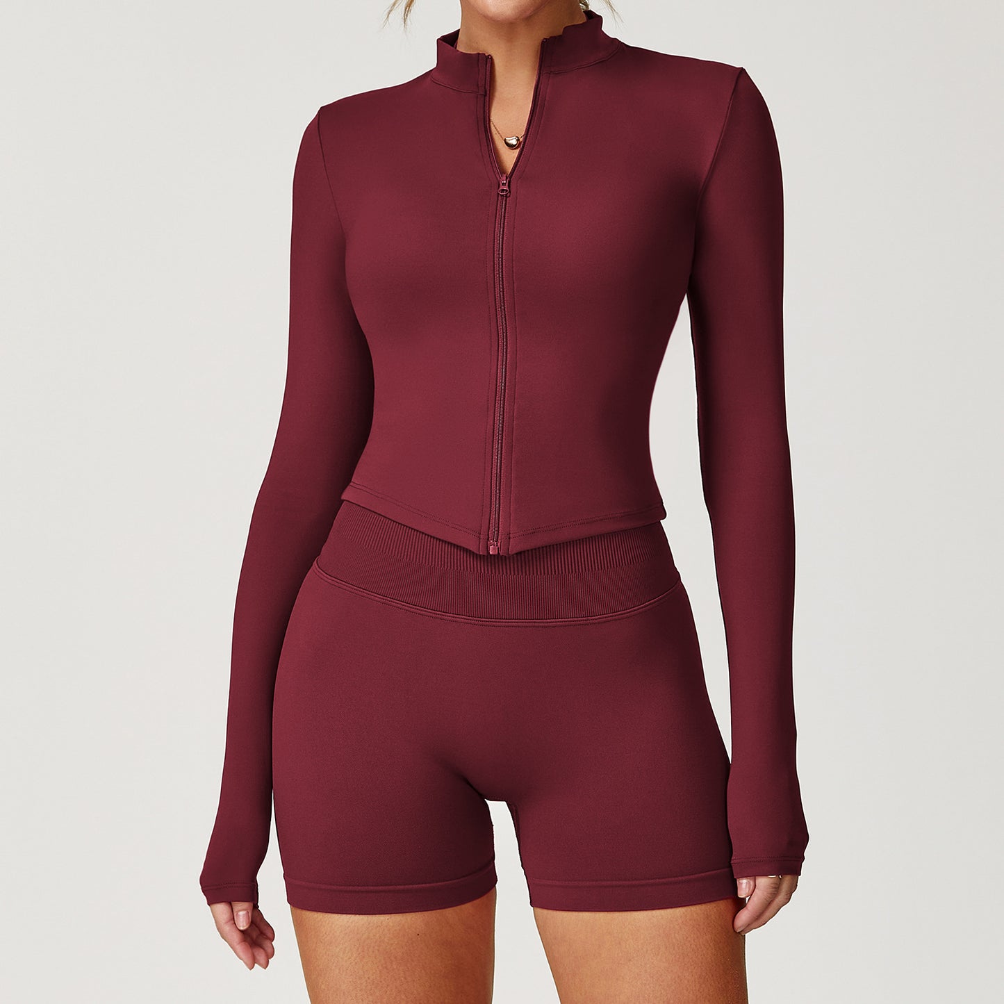 11/2024 Quick-drying nude fitness jacket for women with zipper for running tight long-sleeved yoga jacket 8503