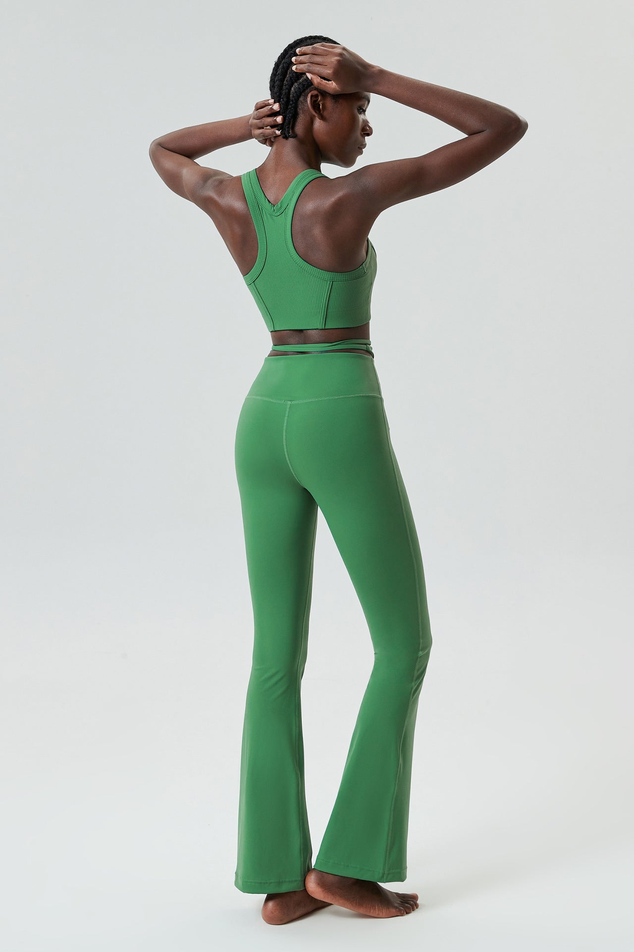 04/2024 ribbed High neck willow strip fan round oxygen cup sports bra women's long yoga fitness vest running bra