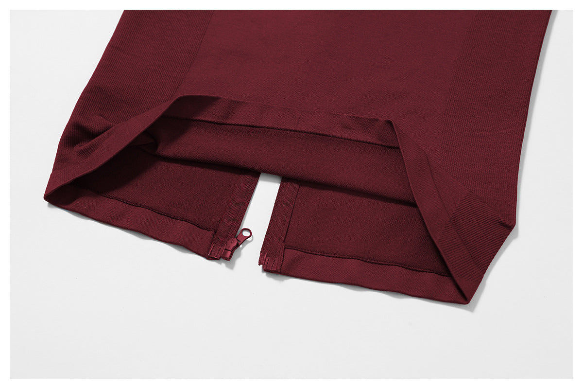 03/2026 Seamless stand-up collar zipper yoga set, windproof, slim fit, warm top, sports running set 7755