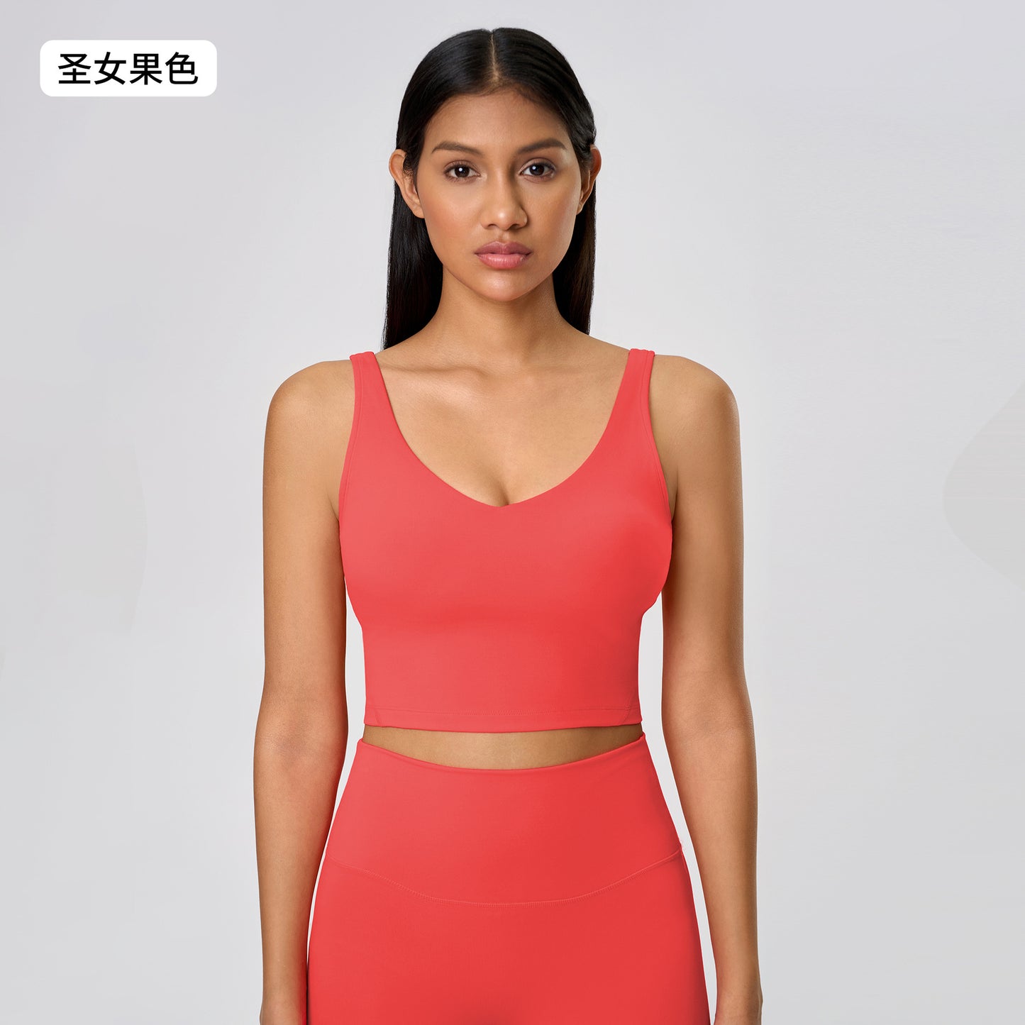 LINK-3 10/2024 Summer new cross-border solid color with chest pads nude back beauty running fitness yoga vest tops female 2054