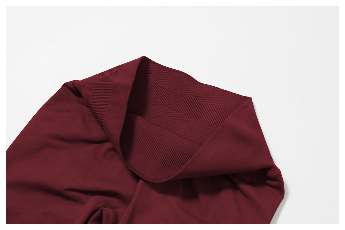 03/2026 Seamless stand-up collar zipper yoga set, windproof, slim fit, warm top, sports running set 7755