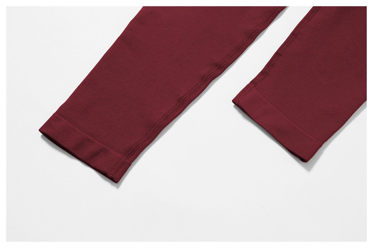 03/2026 Seamless stand-up collar zipper yoga set, windproof, slim fit, warm top, sports running set 7755