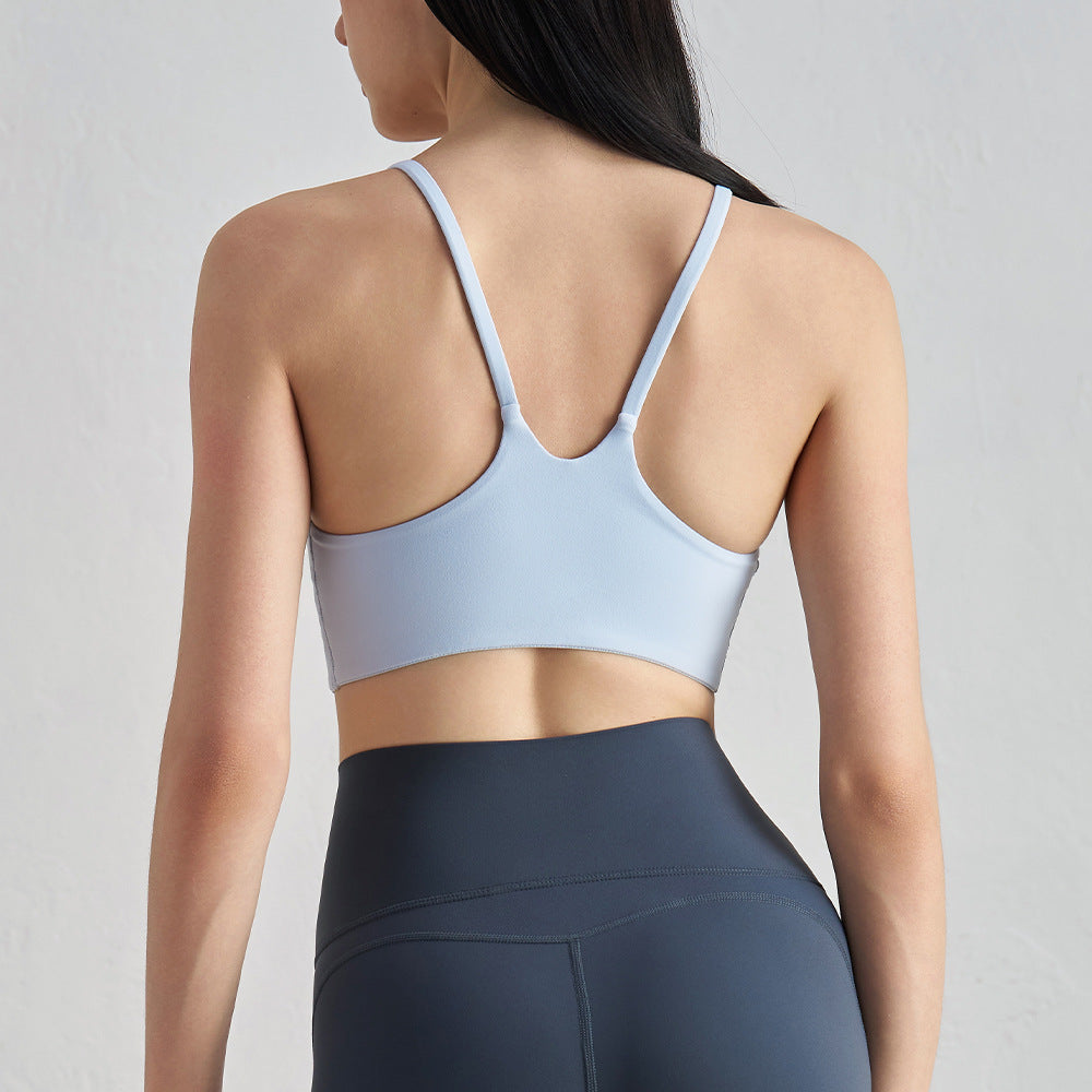 05/2024 Women's fitness running shock-absorbing fashion yoga vest with breast cushion strap wearing beautiful back sports underwear