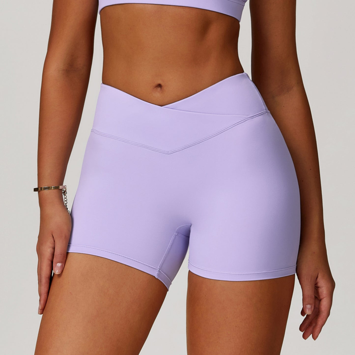 03/2025 Cross high-waisted Yoga shorts Peach tight hip lift sports shorts Women wear fitness pants 9177