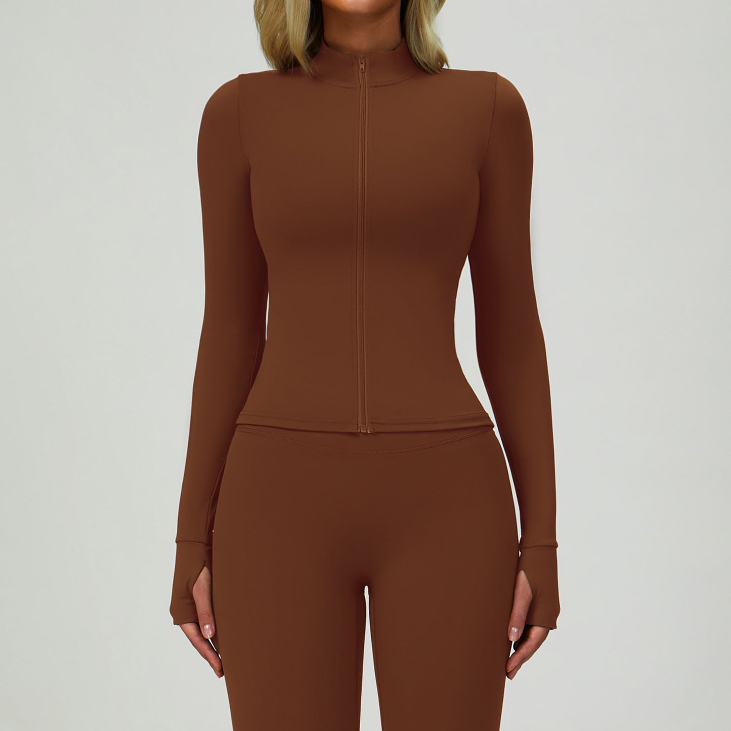 08/2022 Breathable quick-drying long-sleeved yoga clothes women's nude fitness jacket training outer zipper tight running sports top 6116