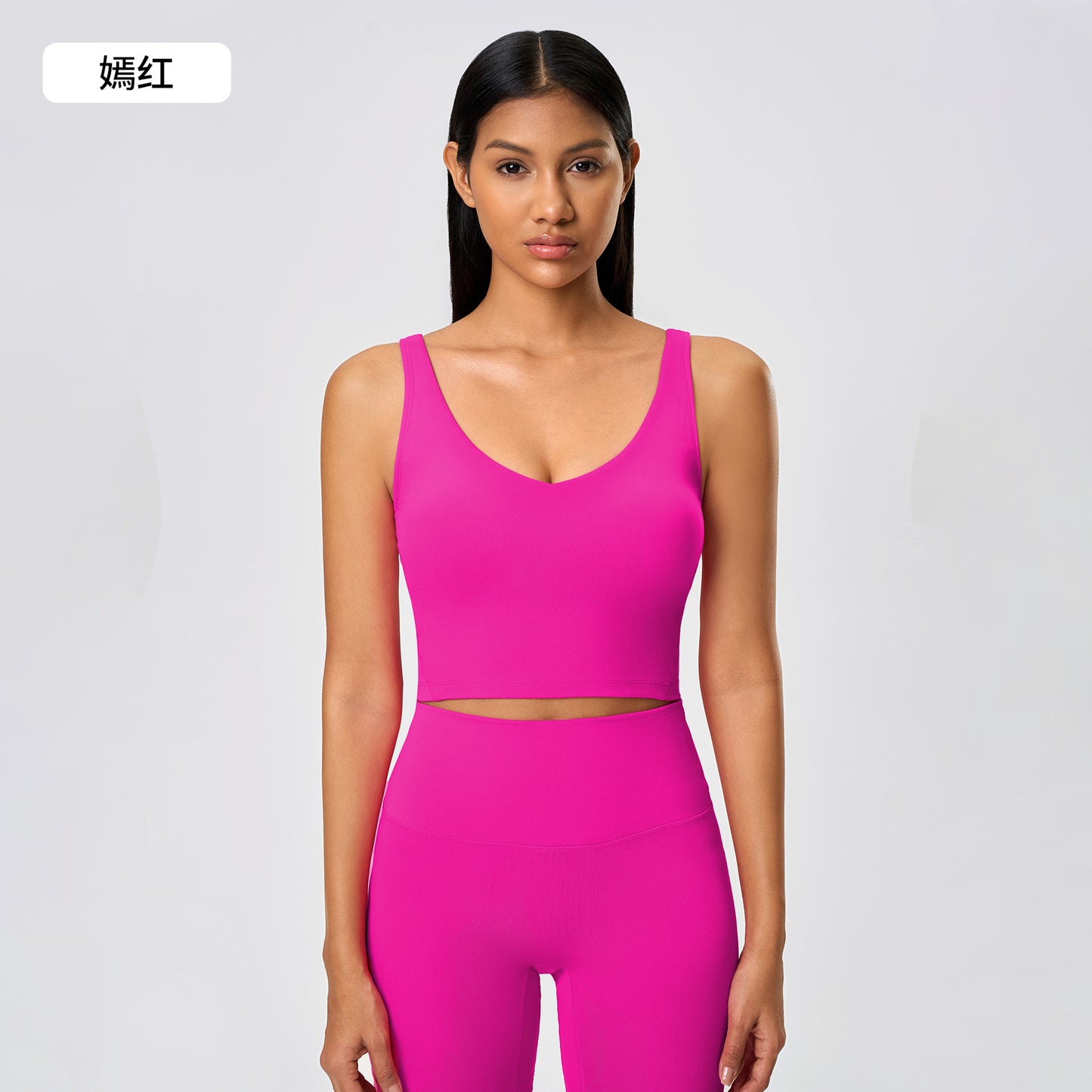 LINK-3 10/2024 Summer new cross-border solid color with chest pads nude back beauty running fitness yoga vest tops female 2054
