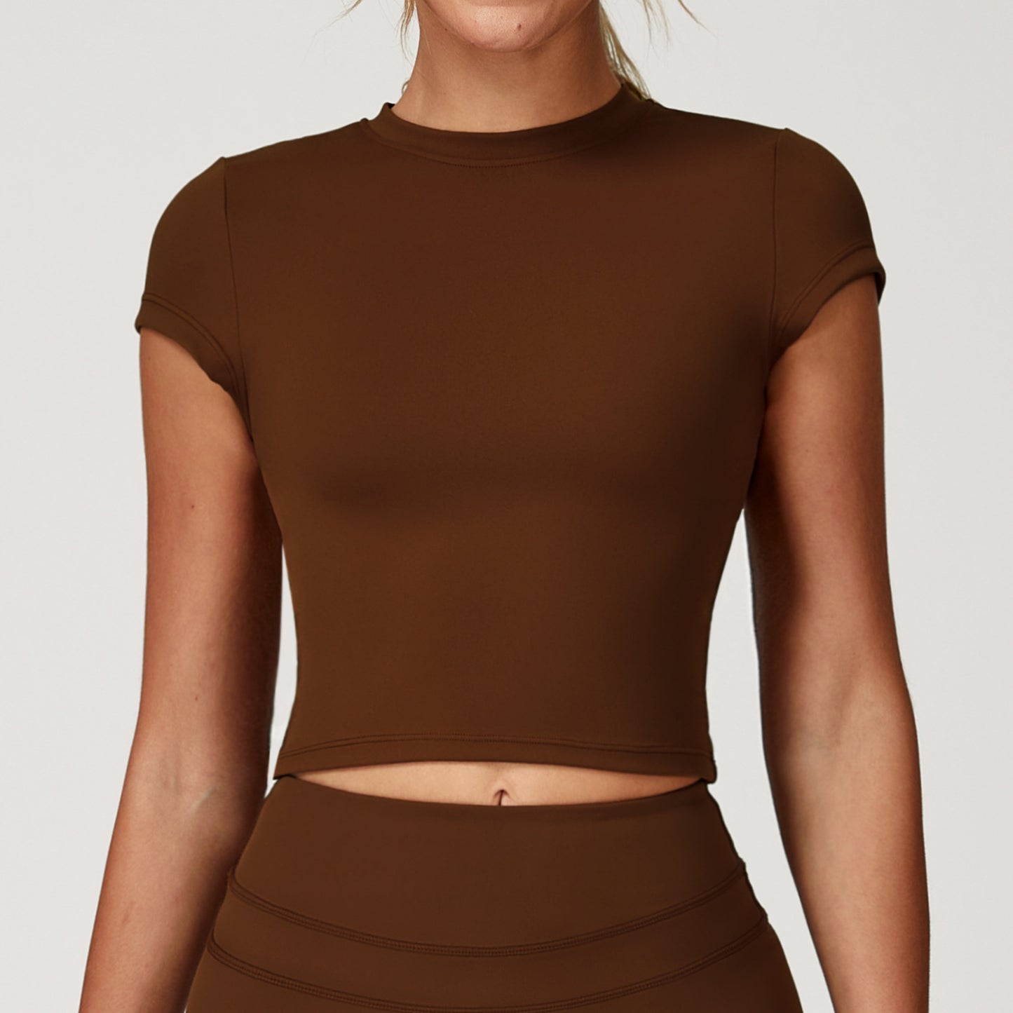 07/2024 European and American sports yoga clothes women's sanded tight beautiful back yoga short-sleeved running fitness T-shirt tops 8863